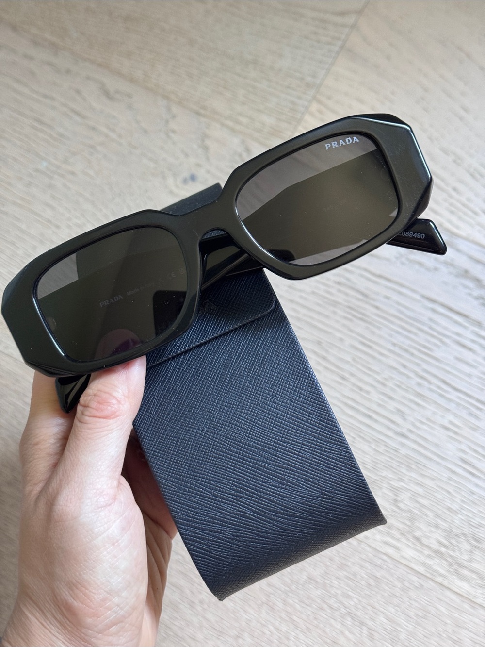 Prada Glossy Black Geometric Sunglasses new in original box